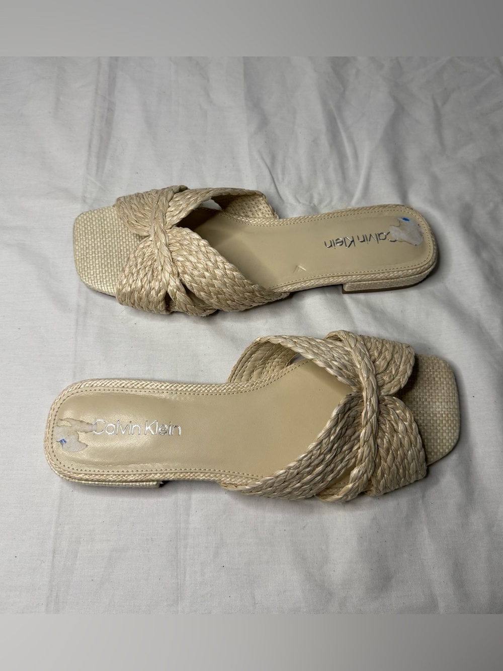 Calvin Klein Beige Braided Slide Mules sandals 7.5M